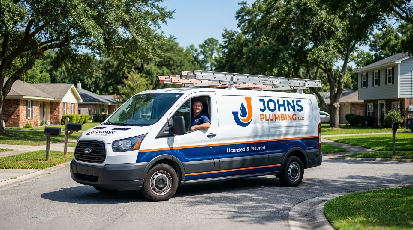 Johns Plumbing LLC service van in Thonotosassa, FL