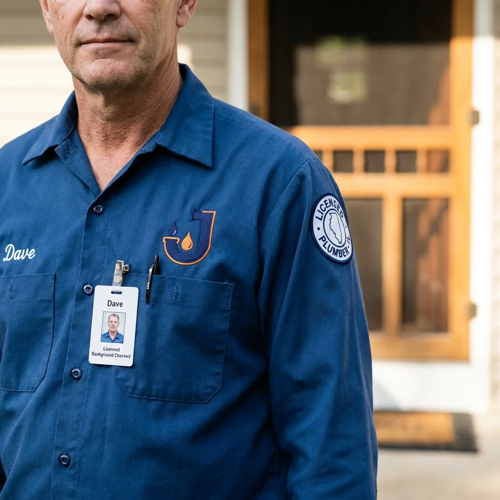 Licensed plumber showing ID badge in Thonotosassa, FL