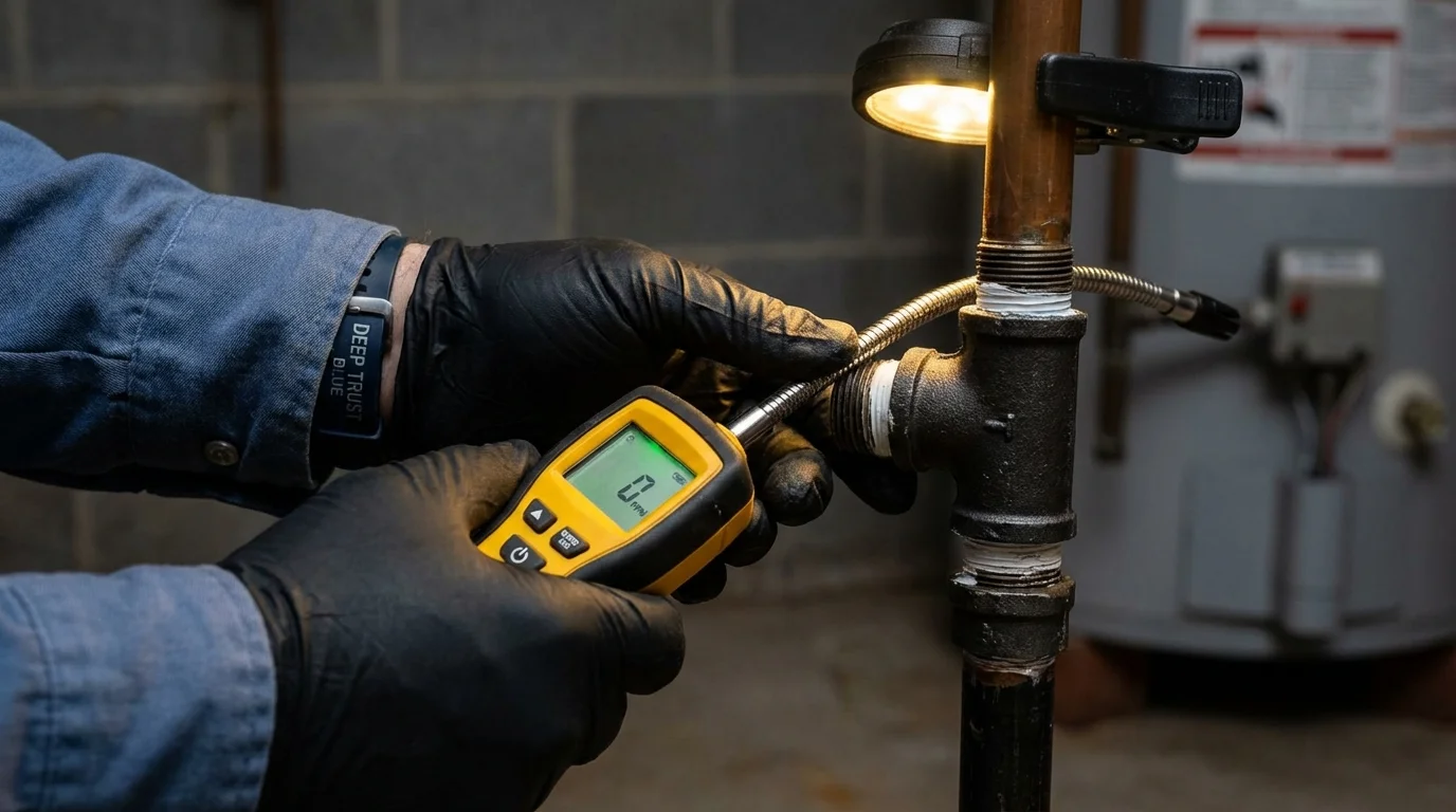 Gas leak detection with electronic sniffer by Johns Plumbing LLC in Thonotosassa