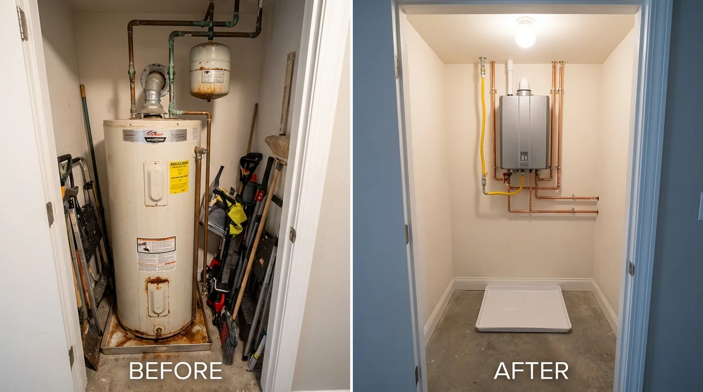 Tank water heater versus wall-mounted tankless unit comparison for Thonotosassa, FL homeowners